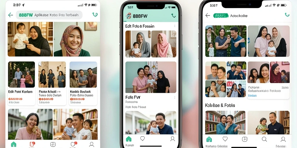 Tampilan antarmuka 888FW yang memudahkan pembuatan kolase foto.