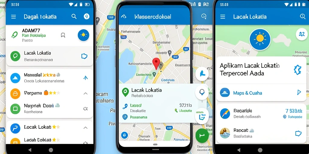 Antarmuka aplikasi ADAM77 yang jelas dan fungsional untuk lacak lokasi.