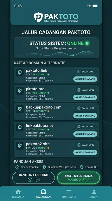 Tampilan link alternatif paktoto